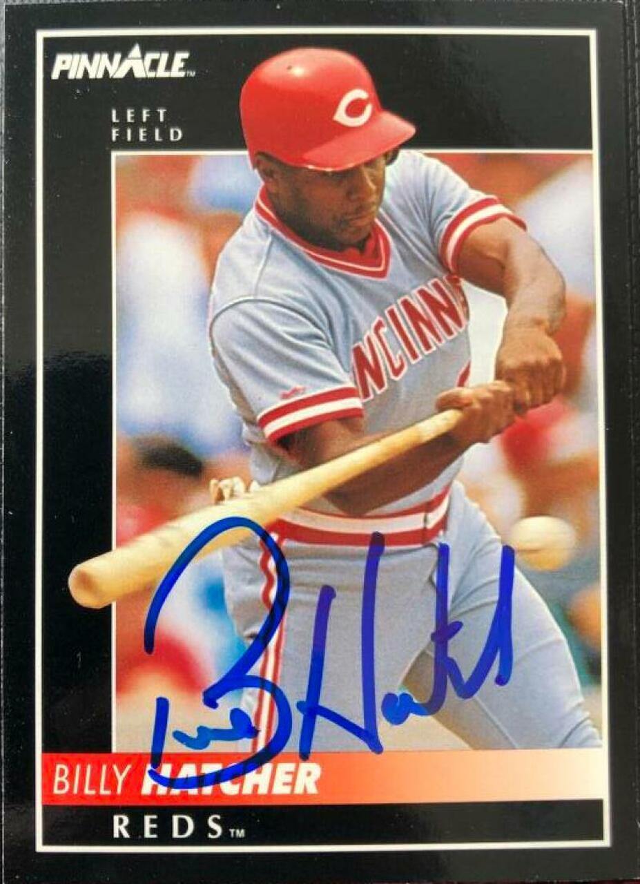 Billy Hatcher Signed 1992 Pinnacle Baseball Card - Cincinnati Reds - PastPros