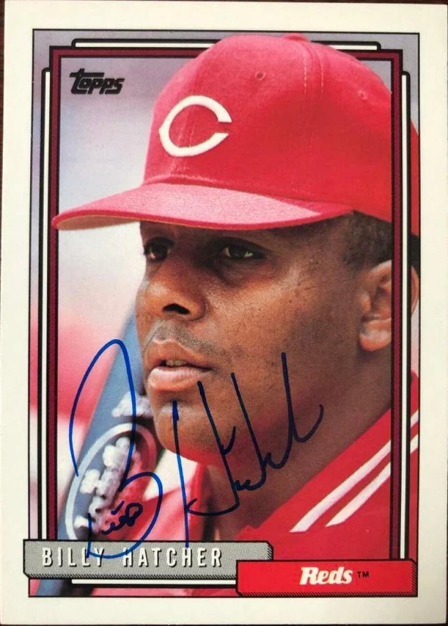 Billy Hatcher Signed 1992 Topps Baseball Card - Cincinnati Reds