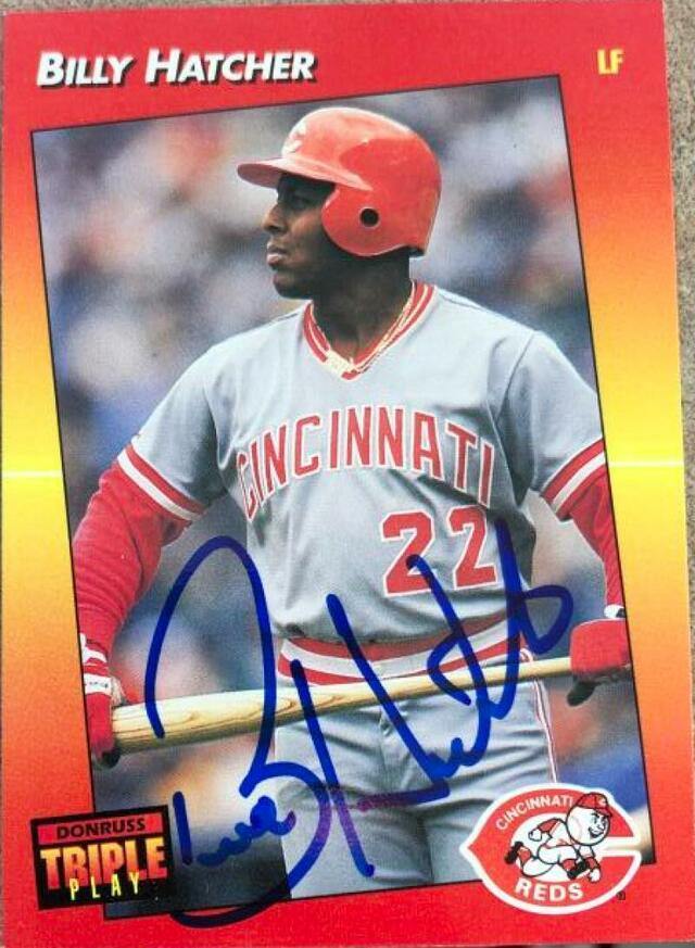 Billy Hatcher Signed 1992 Triple Play Baseball Card - Cincinnati Reds - PastPros