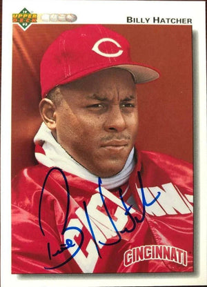 Billy Hatcher Signed 1992 Upper Deck Baseball Card - Cincinnati Reds