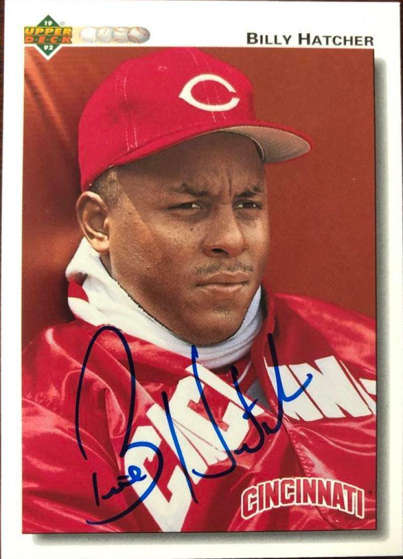 Billy Hatcher Signed 1992 Upper Deck Baseball Card - Cincinnati Reds - PastPros