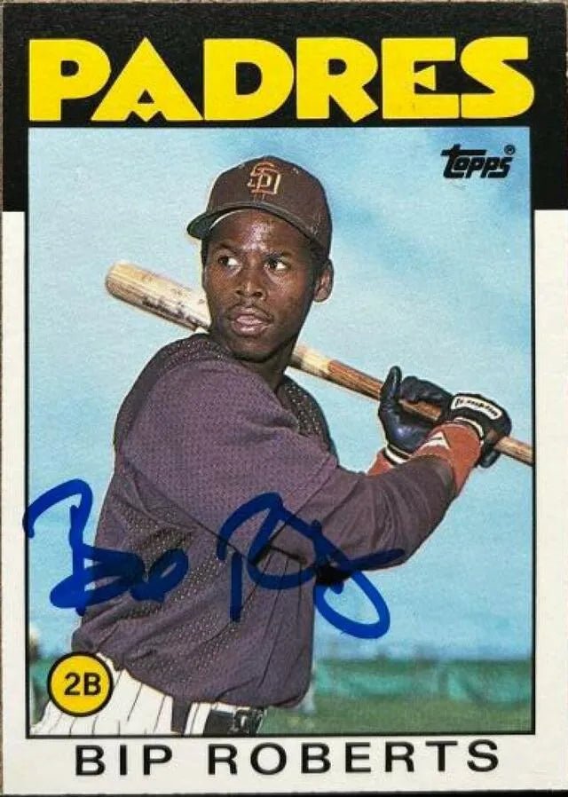 Bip Roberts Signed 1986 Topps Traded Baseball Card - San Diego Padres