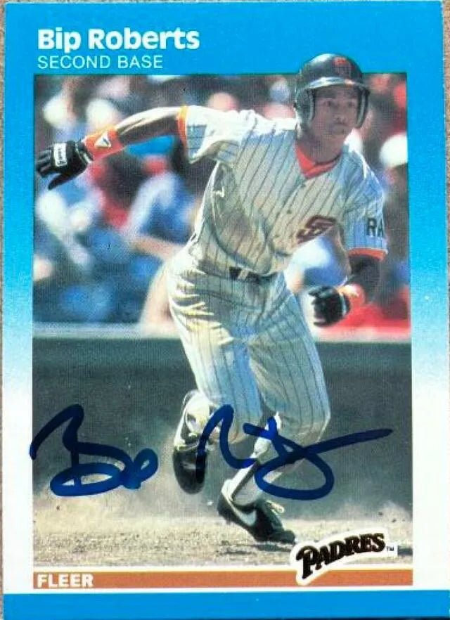Bip Roberts Signed 1987 Fleer Baseball Card - San Diego Padres