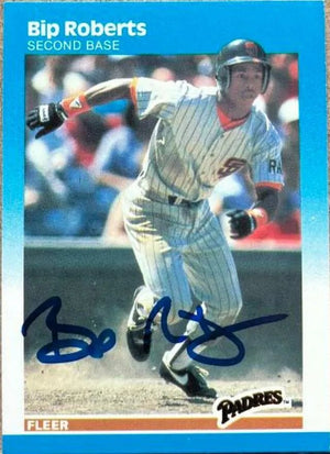 Bip Roberts Signed 1987 Fleer Baseball Card - San Diego Padres