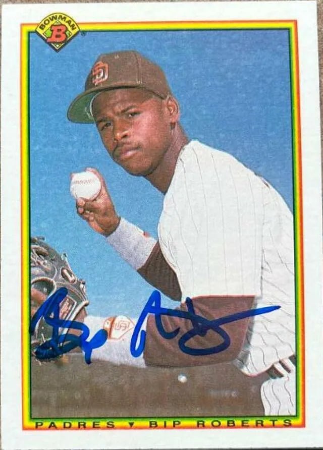 Bip Roberts Signed 1990 Bowman Baseball Card - San Diego Padres