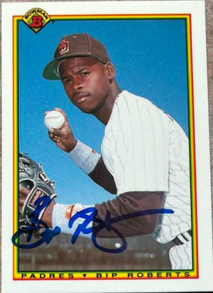 Bip Roberts Signed 1990 Bowman Tiffany Baseball Card - San Diego Padres - PastPros