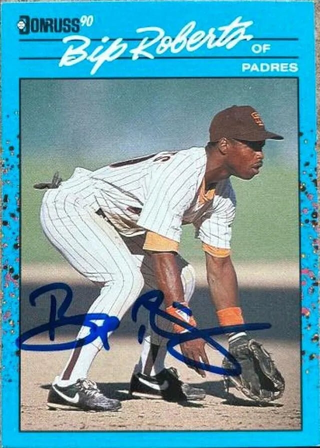 Bip Roberts Signed 1990 Donruss Baseball's Best Baseball Card - San Diego Padres