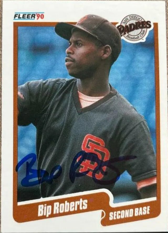 Bip Roberts Signed 1990 Fleer Baseball Card - San Diego Padres