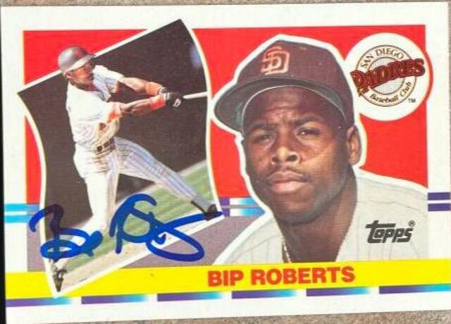 Bip Roberts Signed 1990 Topps Big Baseball Card - San Diego Padres - PastPros