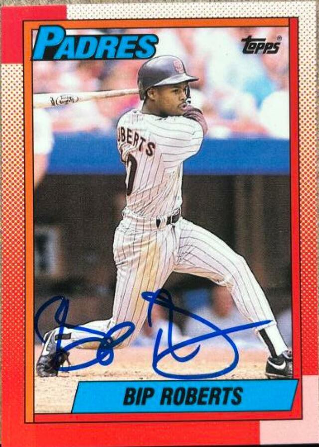 Bip Roberts Signed 1990 Topps Tiffany Baseball Card - San Diego Padres - PastPros