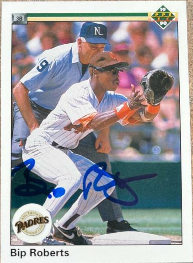 Bip Roberts Signed 1990 Upper Deck Baseball Card - San Diego Padres - PastPros