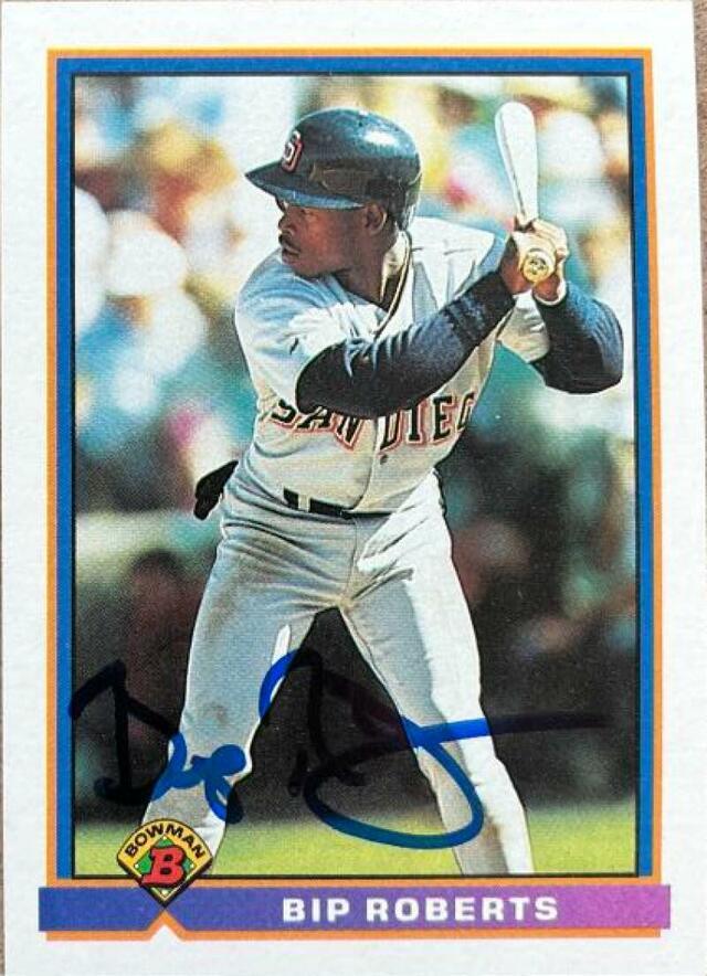 Bip Roberts Signed 1991 Bowman Baseball Card - San Diego Padres - PastPros