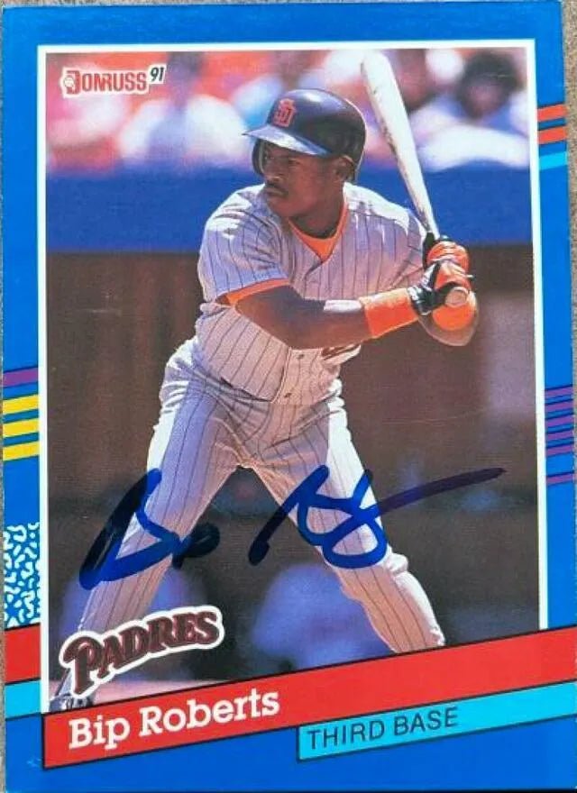 Bip Roberts Signed 1991 Donruss Baseball Card - San Diego Padres