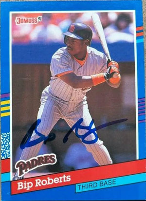 Bip Roberts Signed 1991 Donruss Baseball Card - San Diego Padres