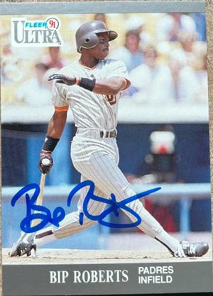 Bip Roberts Signed 1991 Fleer Ultra Baseball Card - San Diego Padres