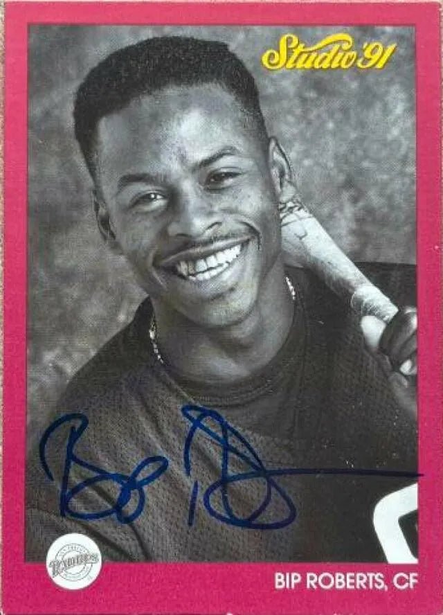 Bip Roberts Signed 1991 Studio Baseball Card - San Diego Padres