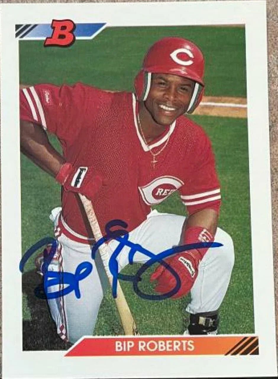 Bip Roberts Signed 1992 Bowman Baseball Card - Cincinnati Reds