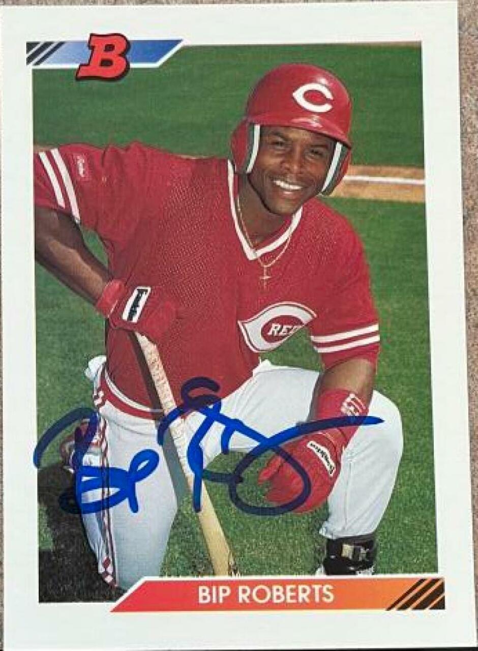 Bip Roberts Signed 1992 Bowman Baseball Card - Cincinnati Reds - PastPros