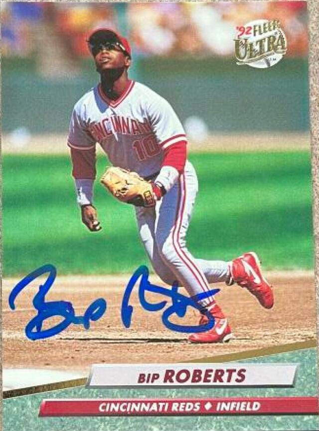 Bip Roberts Signed 1992 Fleer Ultra Baseball Card - Cincinnati Reds - PastPros