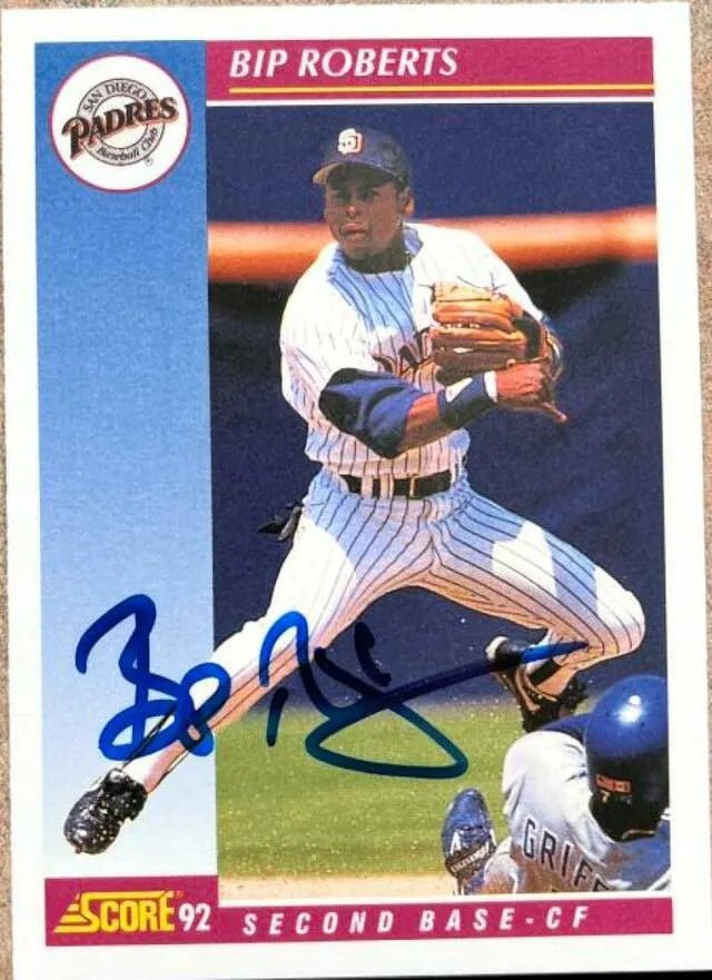 Bip Roberts Signed 1992 Score Baseball Card - San Diego Padres