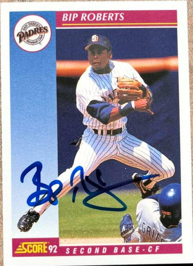 Bip Roberts Signed 1992 Score Baseball Card - San Diego Padres - PastPros