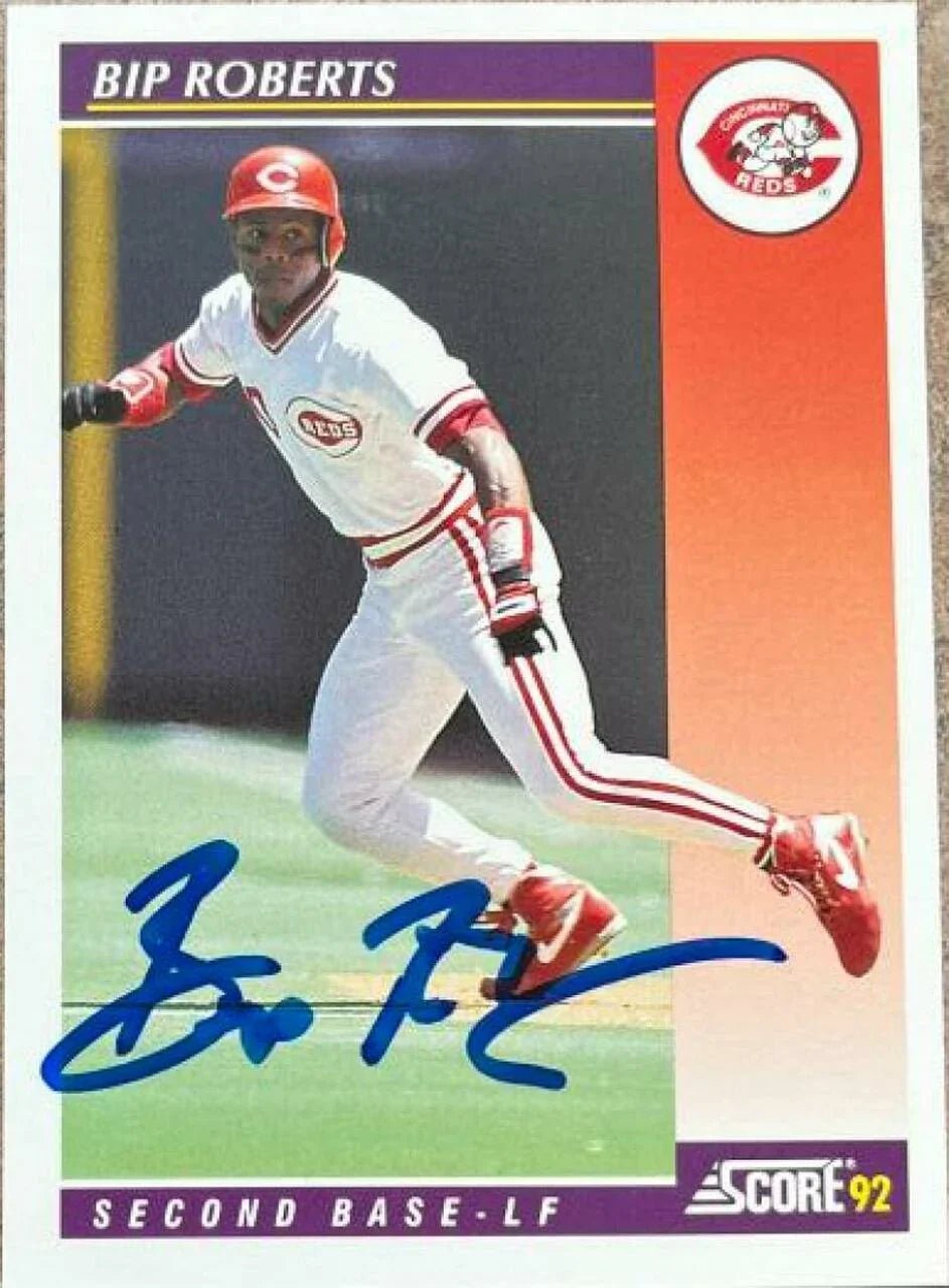 Bip Roberts Signed 1992 Score Rookie & Traded Baseball Card - Cincinnati Reds