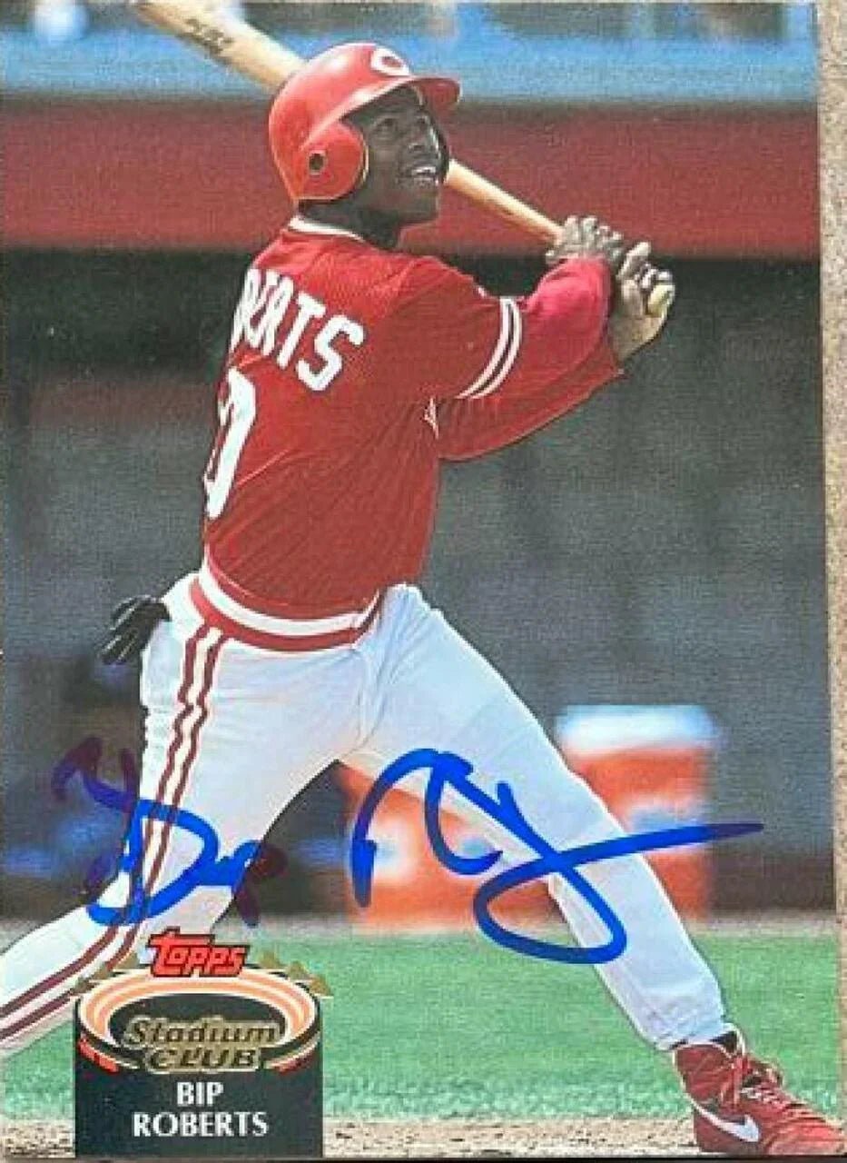 Bip Roberts Signed 1992 Stadium Club Baseball Card - Cincinnati Reds