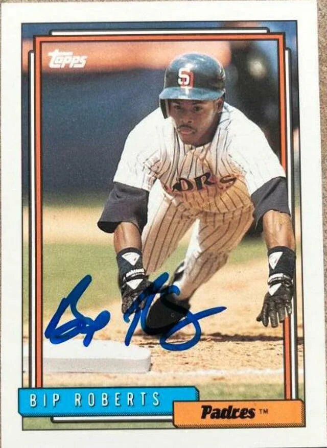 Bip Roberts Signed 1992 Topps Gold Winner Baseball Card - San Diego Padres