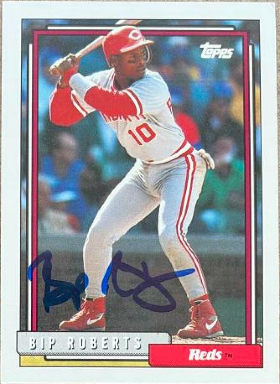 Bip Roberts Signed 1992 Topps Traded Baseball Card - Cincinnati Reds - PastPros