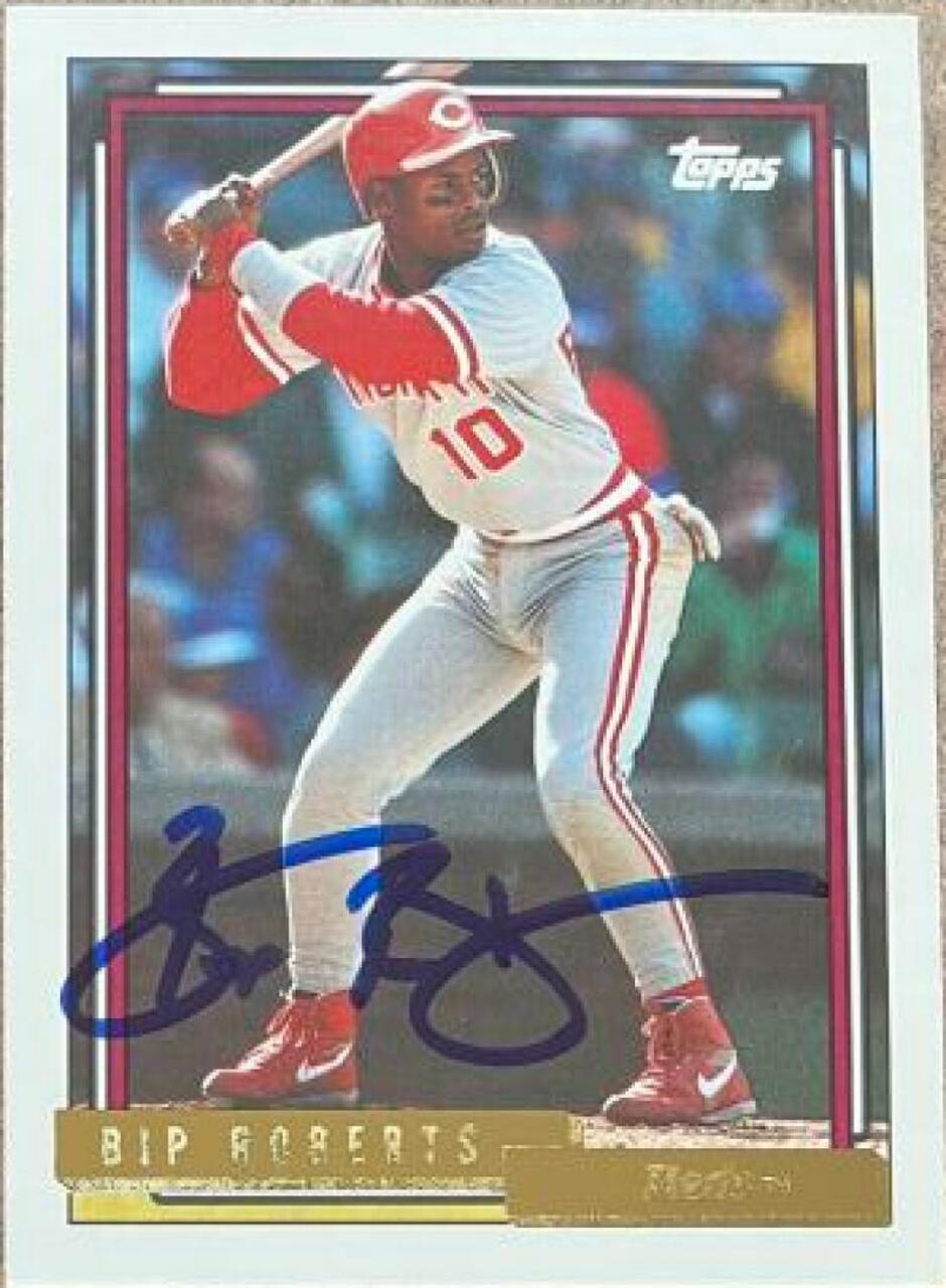 Bip Roberts Signed 1992 Topps Traded Gold Baseball Card - Cincinnati Reds - PastPros