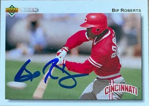 Bip Roberts Signed 1992 Upper Deck Baseball Card - Cincinnati Reds