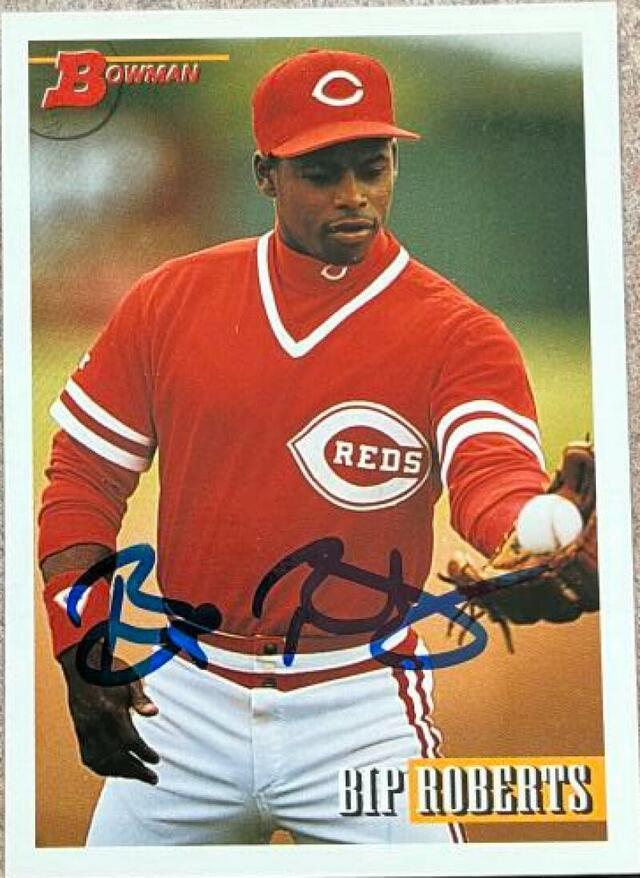 Bip Roberts Signed 1993 Bowman Baseball Card - Cincinnati Reds - PastPros