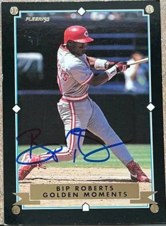 Bip Roberts Signed 1993 Fleer Golden Moments II Baseball Card - Cincinnati Reds