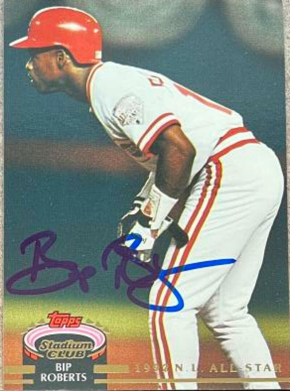 Bip Roberts Signed 1993 Stadium Club Murphy Baseball Card - Cincinnati Reds - PastPros