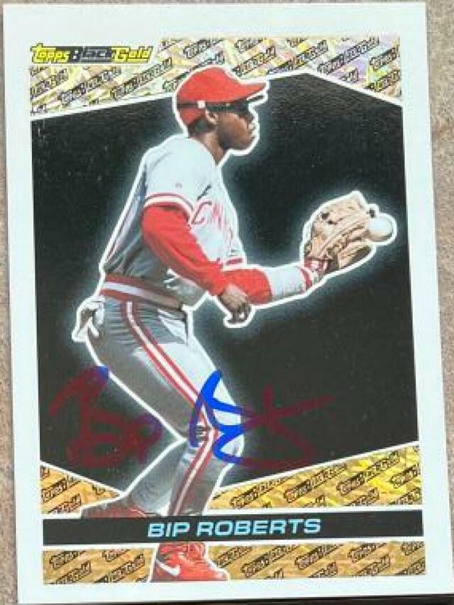 Bip Roberts Signed 1993 Topps Black Gold Baseball Card - Cincinnati Reds - PastPros