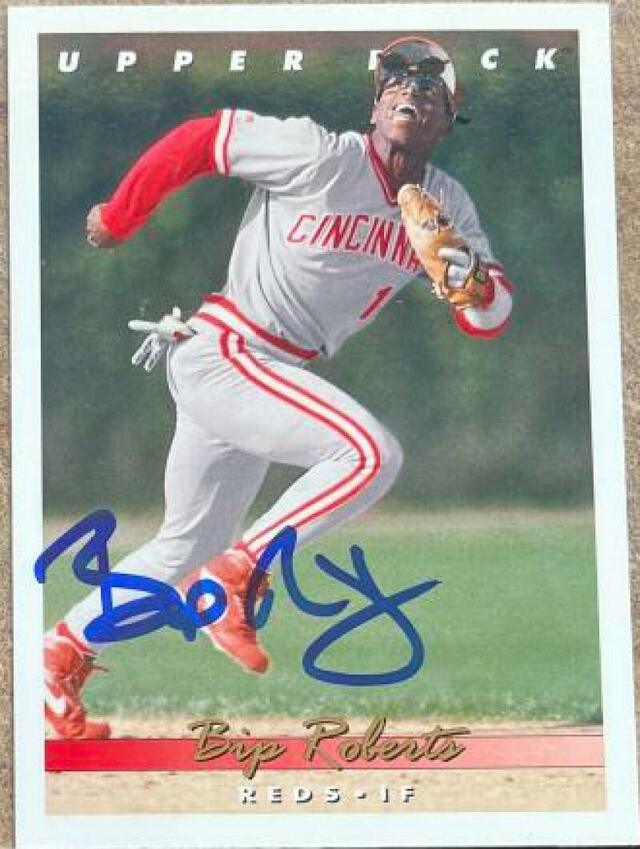 Bip Roberts Signed 1993 Upper Deck Baseball Card - Cincinnati Reds - PastPros