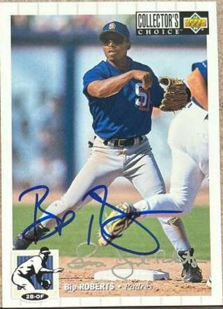 Bip Roberts Signed 1994 Collector's Choice Silver Signature Baseball Card - San Diego Padres - PastPros