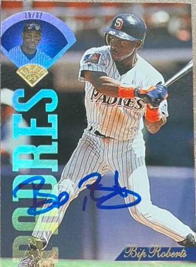Bip Roberts Signed 1995 Leaf Baseball Card - San Diego Padres