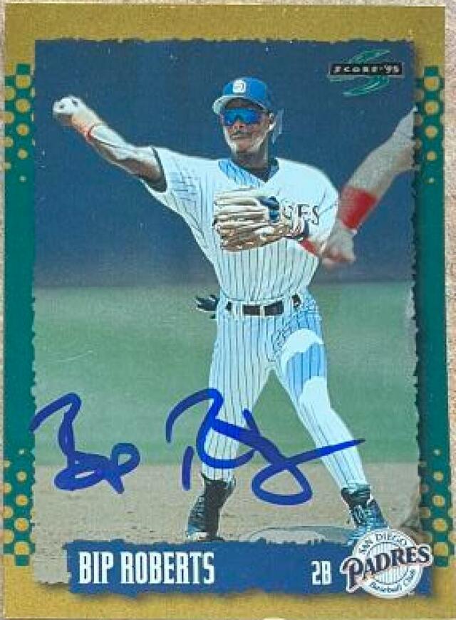 Bip Roberts Signed 1995 Score Gold Rush Baseball Card - San Diego Padres - PastPros