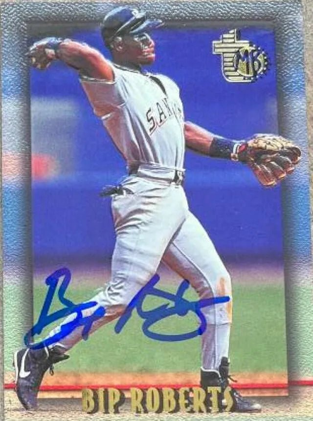 Bip Roberts Signed 1995 Topps Embossed Baseball Card - San Diego Padres
