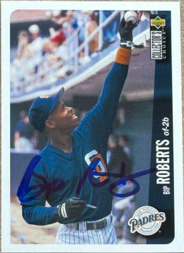 Bip Roberts Signed 1996 Collector's Choice Baseball Card - San Diego Padres - PastPros