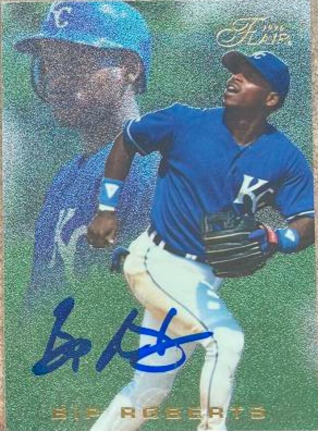 Bip Roberts Signed 1996 Flair Gold Lettering Baseball Card - Kansas City Royals - PastPros