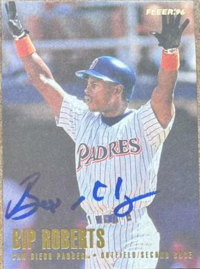 Bip Roberts Signed 1996 Fleer Baseball Card - San Diego Padres - PastPros