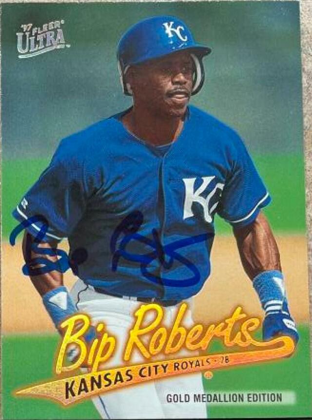 Bip Roberts Signed 1997 Fleer Ultra Gold Medallion Baseball Card - Kansas City Royals - PastPros
