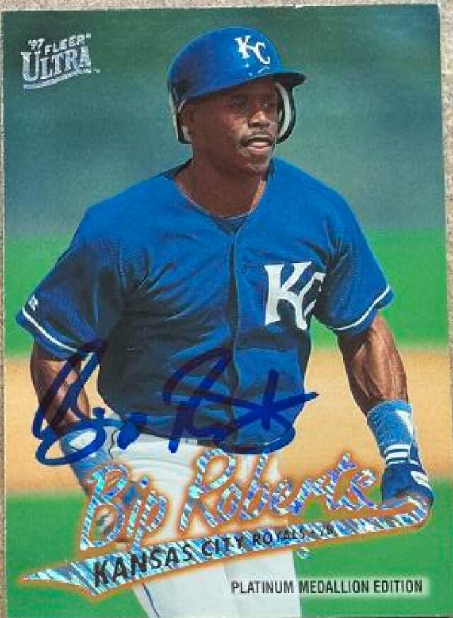 Bip Roberts Signed 1997 Fleer Ultra Platinum Medallion Baseball Card - Kansas City Royals - PastPros