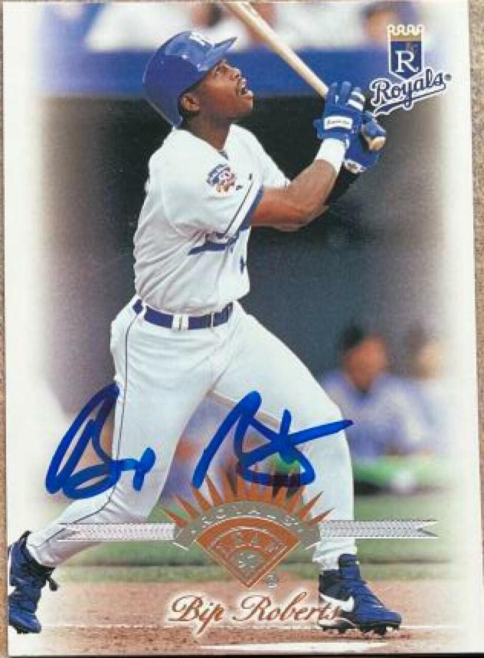 Bip Roberts Signed 1997 Leaf Baseball Card - Kansas City Royals - PastPros
