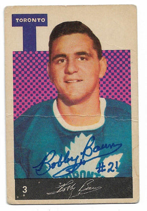 Bob Baun Signed 1962-63 Parkhurst Hockey Card - Toronto Maple Leafs - PastPros
