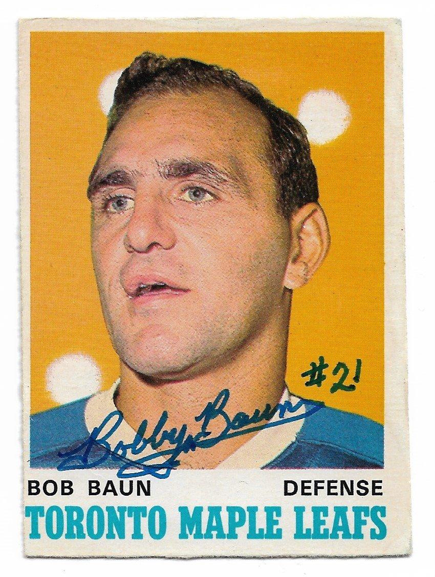 Bob Baun Signed 1970-71 OPC O-Pee-Chee Hockey Card - Toronto Maple Leafs - PastPros