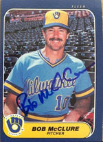 Bob McClure Signed 1986 Fleer Baseball Card - Milwaukee Brewers
