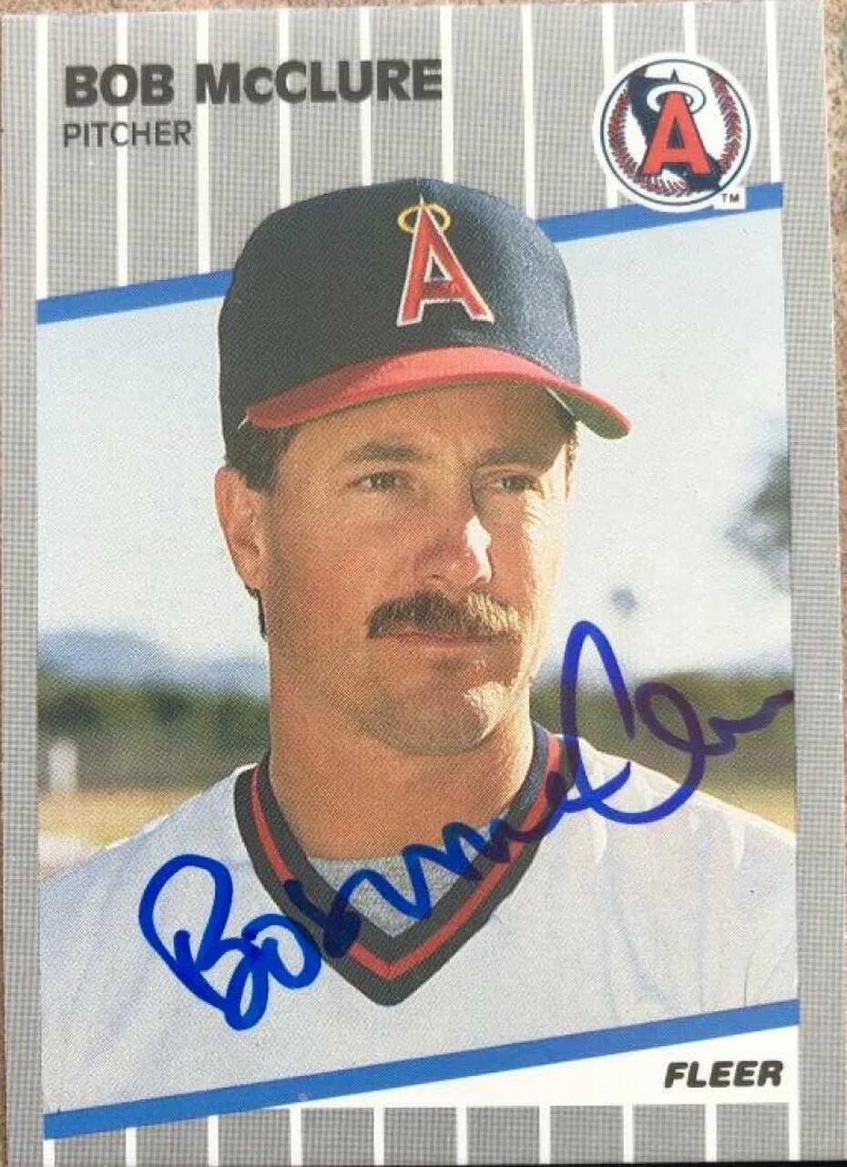 Bob McClure Signed 1989 Fleer Baseball Card - California Angels